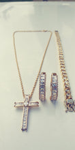 14k Gold Filled Womens Full Set Chain pendant earrings and Z tennis bracelet