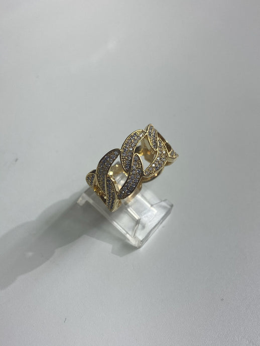 Gold filled Cuban link Ring with Cz diamonds