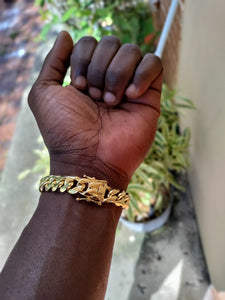12mm 14k Gold Plated Miami Flat Cuban Link Bracelet