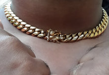 14k 12mm Gold Plated Cuban Link Choker Chain