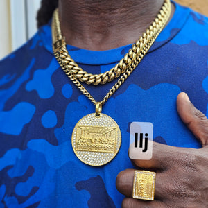 12mm 14k gold plated Miami Cuban link chain,6mm 22 inch 14kt miami Cuban link chain and ring