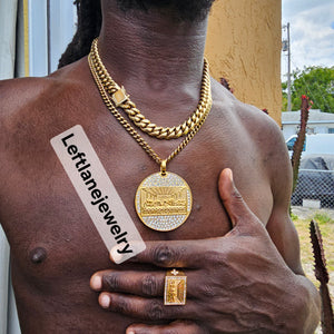 12mm 14k gold plated Miami Cuban link chain,6mm 22 inch 14kt miami Cuban link chain and ring
