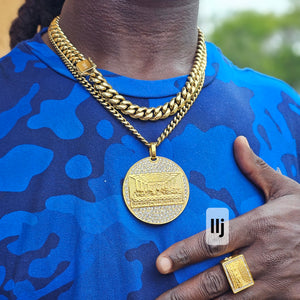 12mm 14k gold plated Miami Cuban link chain,6mm 22 inch 14kt miami Cuban link chain and ring