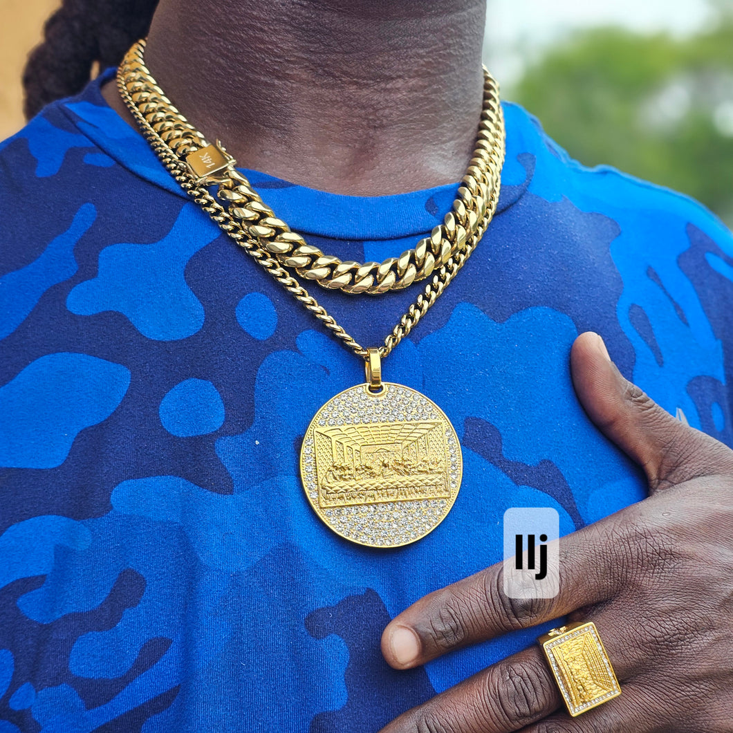 12mm 14k gold plated Miami Cuban link chain,6mm 22 inch 14kt miami Cuban link chain and ring