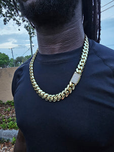 Big BoY 📷📹 16mm Miami Cuban Link 14k High Quality Gold Plated Miami Cuban Link Chain And Bracelet Cz diamond lock