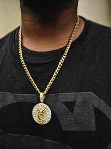 10k 6mm Gold Plated Cuban Link Chain and Pendant