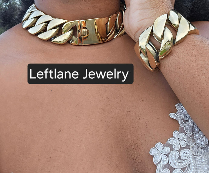 32mm 14k Gold Plated Miami Bonk Link Set