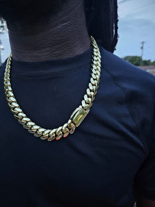 Big BoY 📷📹 16mm Miami Cuban Link 14k High Quality Gold Plated Miami Cuban Link Chain And Bracelet Cz diamond lock