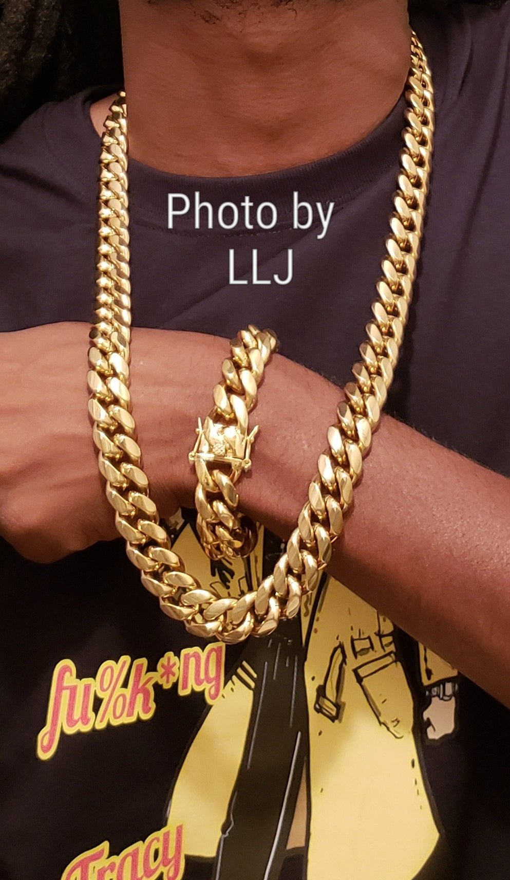 Big BoY 📷📹 16mm 14k High Quality Gold Plated Miami Cuban Link Chain And Bracelet
