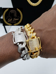 18k Gold Plated Micro Pave cuban link bracelet