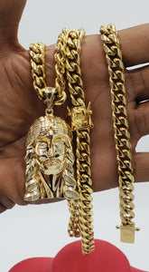 14k gold plated 8mm Miami Cuban link with pendant