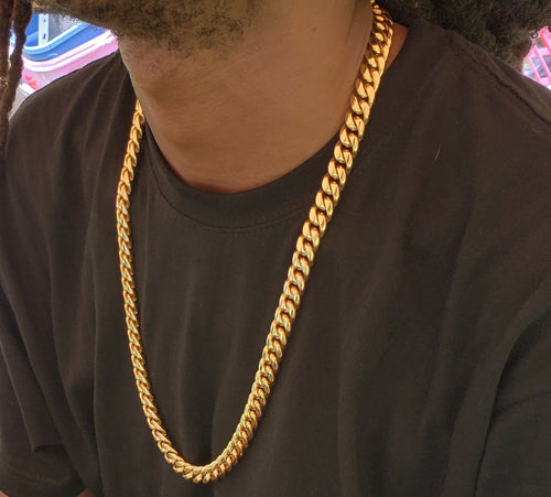 12mm 14k or 18k gold plated Miami Cuban link chain
