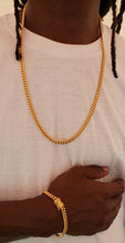 6mm 14k gold plated  Miami Cuban link chain and bracelet set