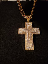 Nice 8mm 14k gold plated chain with iced out Cross Pendant