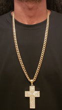 Nice 8mm 14k gold plated chain with iced out Cross Pendant