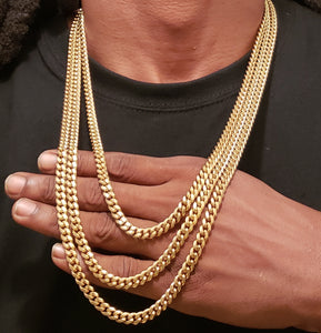 3chain 6mm setup 14k gold plated Miami Cuban link chains
