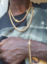 6MM 14k GOLD PLATED MIAMI CUBAN LINK 2 CHAINS 20" AND 26" AND BRACELET