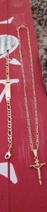 18k Gold Filled Unisex Cross Full Set Chain and Bracelet