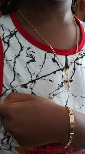 18k Gold Filled Unisex Cross Full Set Chain and Bracelet