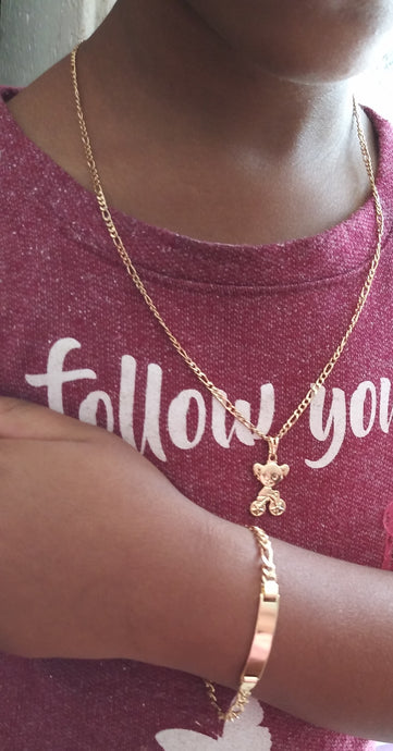 18k Gold Filled Bicycle Girl Full Set Chain and Bracelet
