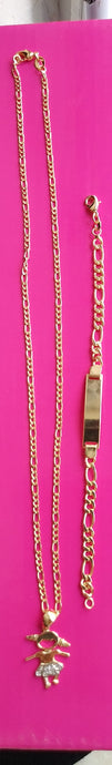 18k Gold Filled Skate Girl Full Set Chain and Bracelet