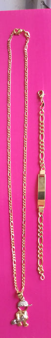 18k Gold Filled Skateboard Boy Full Set Chain and Bracelet