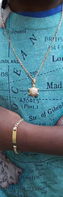 18k Gold Filled turtle Full Set Chain and Bracelet