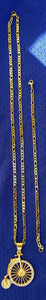 14k gold plated 3mm bicycle Figaro chain and bracelet set 24inches