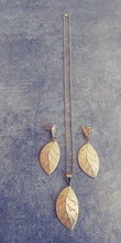 14k Gold Filled Womens Full Set Chain, Leaf Charm And Earrings