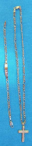 18k Gold Filled Full Set Chain cross Pendant and Bracelet
