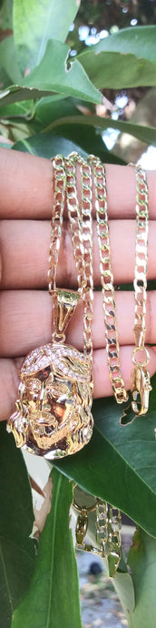 Gold Filled 💖📿28 inch 6mm necklace and Jesus pendant
