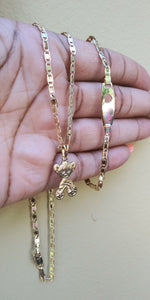 18k Gold Filled bicycle girl Full Set Chain and Bracelet