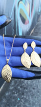 14k Gold Filled Womens Full Set Chain, Leaf Charm And Earrings