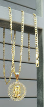 18k Gold Filled 5mm Figaro Diamond Cut Chain Bracelet  and Pendant  Set
