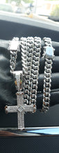 14k White Gold Plated 8mm Cuban link Chain Pendant and Bracelet  Set