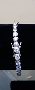 3mm 3 pointer CZ Diamond Tennis Bracelet White Gold Plated