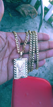 18k Gold Filled 5mm Cuban Link Diamond Cut Chain Bracelet  and Tri colored eagle Pendant  Set