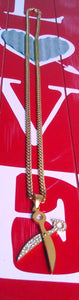14k Gold Plated 3mm Cuban link chain and pendant  set