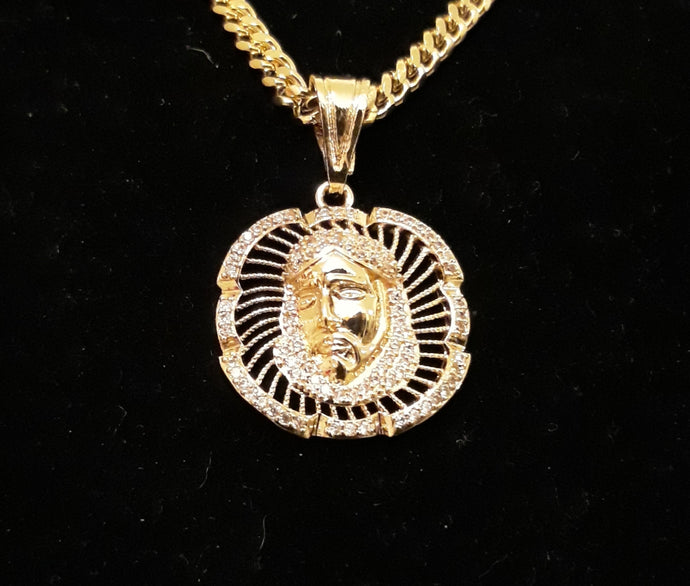 14k Gold filled Cz Diamond  Jesus pendant