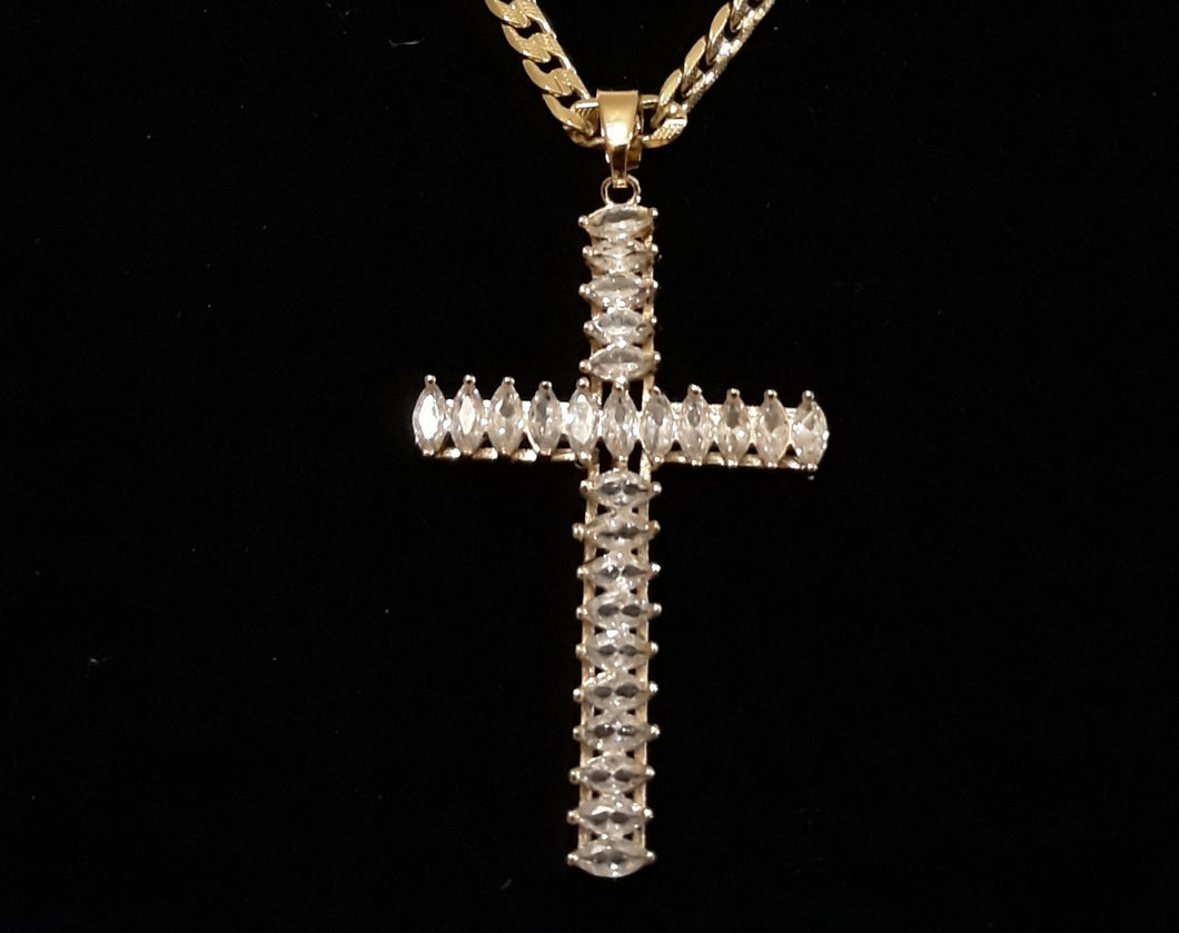 14k Gold filled Cz Diamond cross pendant