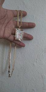 18k Gold Filled 5mm Cuban Link Diamond Cut Chain and eagle Pendant  Set