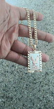 18k Gold Filled 5mm Cuban Link Diamond Cut Chain and eagle Pendant  Set