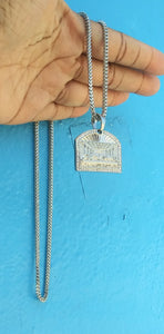 New Arrival 3mm 14k White Gold plated Franco Chain And Pendent Set