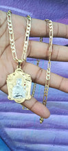 18k Gold Filled 6mm Figaro Diamond Cut Chain Bracelet  and Pendant  Set