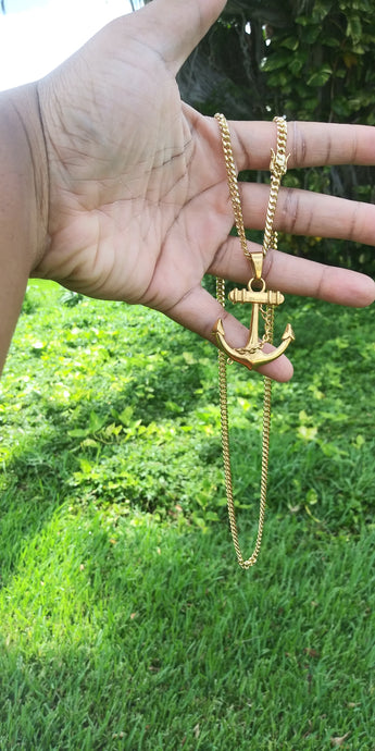 14k Gold Plated 3mm Cuban link chain and pendant  set