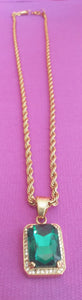 14k Gold Plated 4mm Rope chain and pendant  set