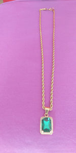 14k Gold Plated 4mm Rope chain and pendant  set