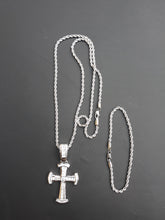 14k White Gold Plated 3mm rope Chain Pendant and Bracelet