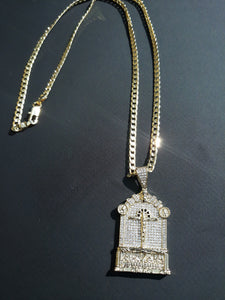 18k Gold Filled 4mm Cuban Link Diamond Cut Chain and pendant  Set