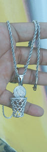 White 14k Gold Plated 3mm rope Chain Pendant and Bracelet